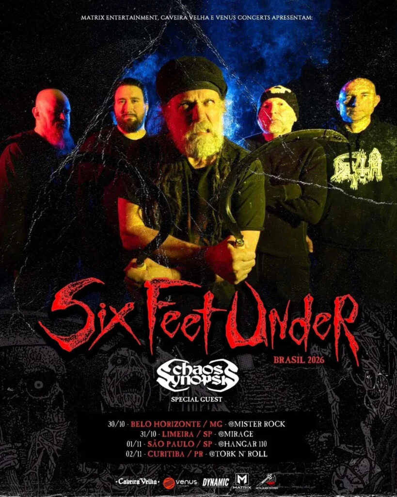 Six Feet Under inicia turnê inédita no Brasil com Chaos Synopsis em quatro cidades